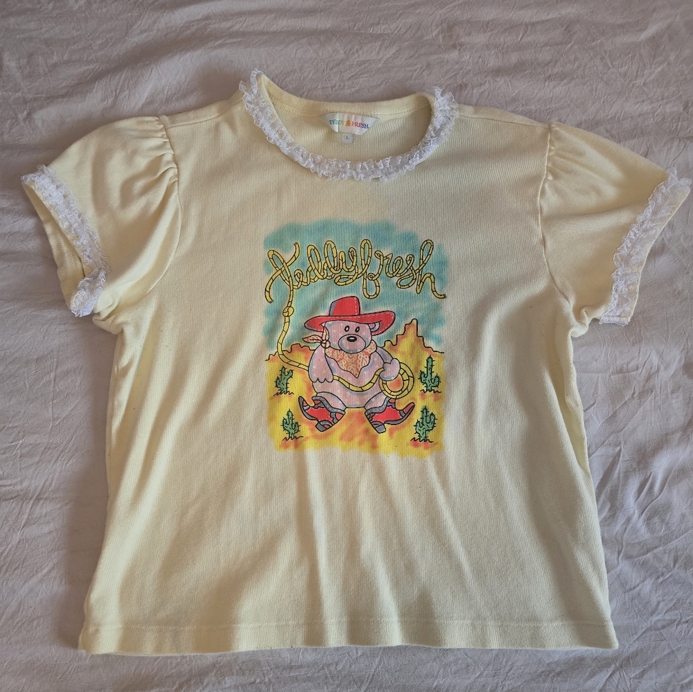 Teddy Fresh Yellow Short Sleeve Tee with Graphic Design